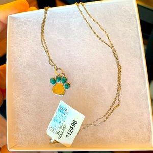 Sterling silver .925 and turquoise paw print necklace. 18”.